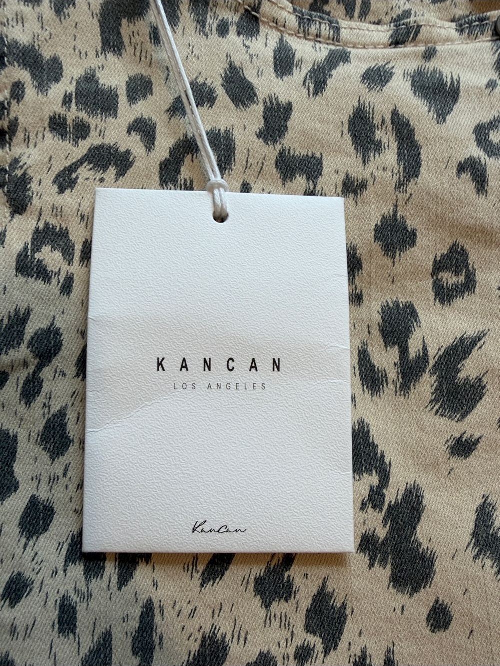 NWT Kancan Leopard Print Frayed Hem Women's Shorts - Beige/Black - Picture 3 of 5